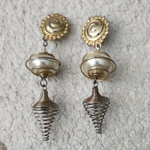 Elegant Gold and Silver Spiral Earrings